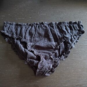 Free People Women’s XS Ruffle Black Eyelet Bikini Panties